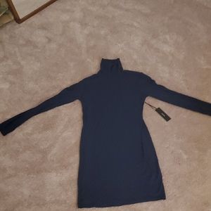 NWT Lulus Midi Turtleneck Dress Navy Blue Sz M